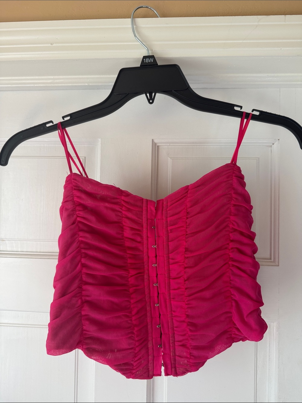 Ruched Hot Pink Spaghetti Strap Camisole